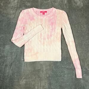 Lily Pulitzer Sweater Womens XS Cableknit Tie Dye Cotton Crewneck Long Sleeve